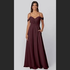 KENNEDY BLUE Womens 8 Thea Bordeaux Full Length Pockets Bridesmaid Dress JJ4
